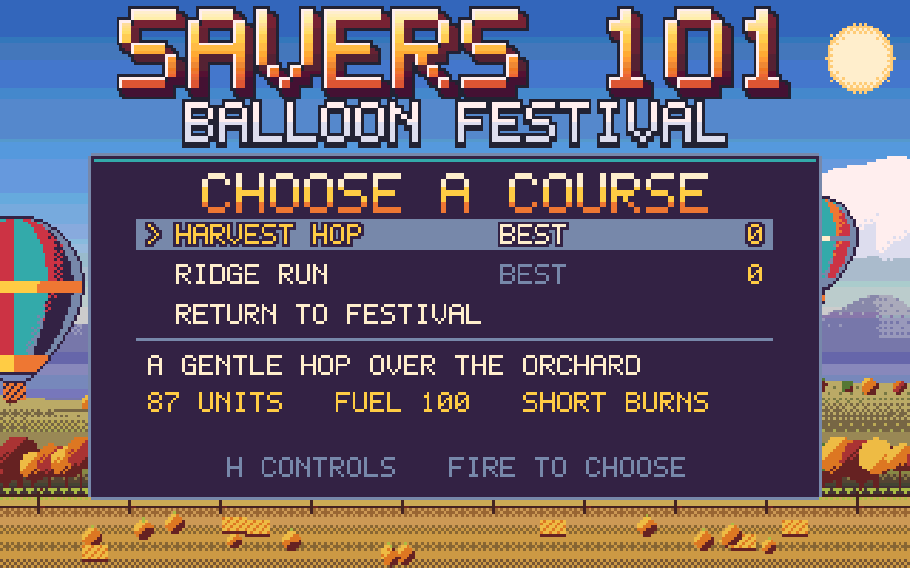 Amiga A500 Choose a Course menu listing Harvest Hop and Ridge Run with best scores