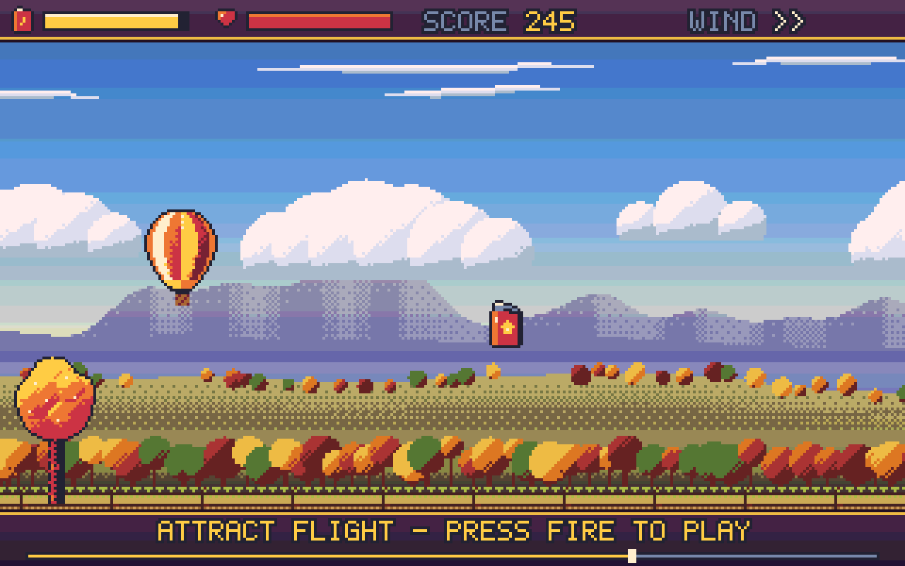 Amiga A500 Balloon Pilot attract flight on Harvest Hop over autumn trees