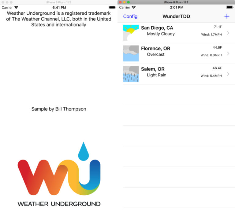 iOS Wunderground Weather Test Driven Design with Swift 4 and XCTest